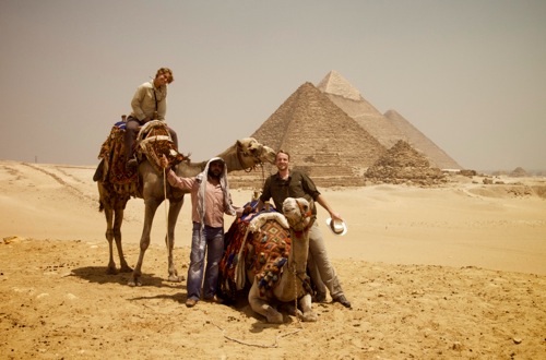 Us with our guide in front of pyramids